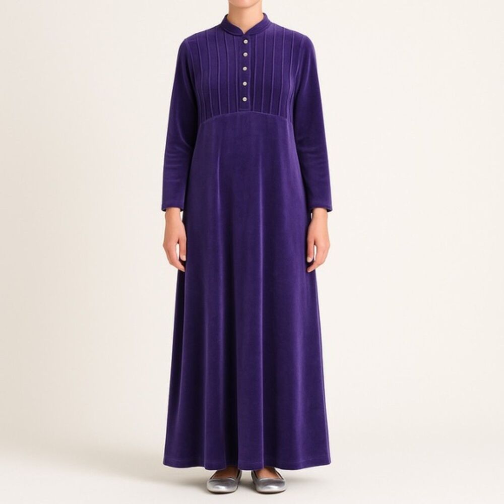 Nordstrom Vintage 90s Velour Maxi Dress Women’s Size LP Large Purple Amethyst